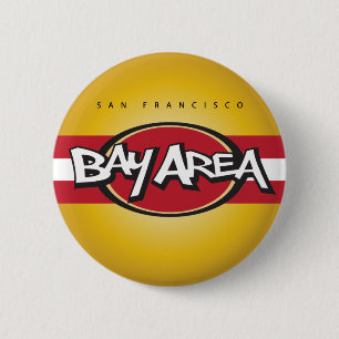 Bucht-Bereichs-Rot u. Goldknopf Button