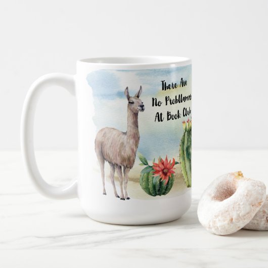 Bucht Club Niedlich Llama Watercolor Cactus Locarn Kaffeetasse (Mit Donut)
