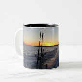 Bucht fischen Sonnenaufgang Kaffee Mugs Zweifarbige Tasse (Vorderseite Links)