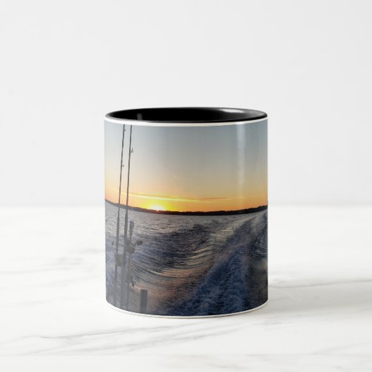 Bucht fischen Sonnenaufgang Kaffee Mugs Zweifarbige Tasse (Mittel)