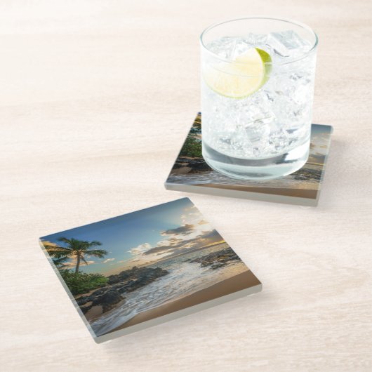 Bucht Makena Strand-| Makena Glasuntersetzer (Schrägansicht)