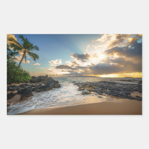 Bucht Makena Strand- Makena Rechteckiger Aufkleber