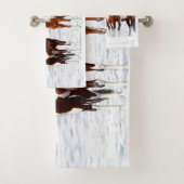 Bucht Pinto Paint Horns im Winter Schnee Badhandtuch Set (Insitu)
