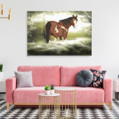 Bucht und weißer Splash über Paint Horse Leinwanddruck (Insitu (Wohnzimmer))
