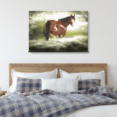 Bucht und weißer Splash über Paint Horse Leinwanddruck (Insitu (Schlafzimmer))