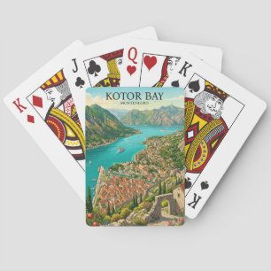 Bucht von Kotor Montenegro Retro Vintage Reise Spielkarten