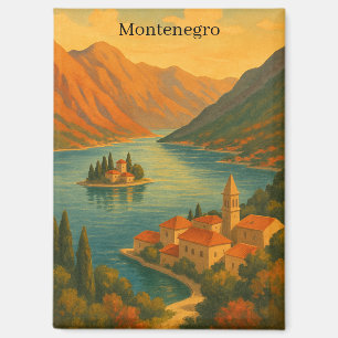 Bucht von Kotor Montenegro Vintage-Reiseszenerie Magnet