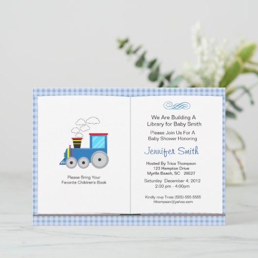 Buchthema Kinderdusche Einladung (Stehend Vorderseite)