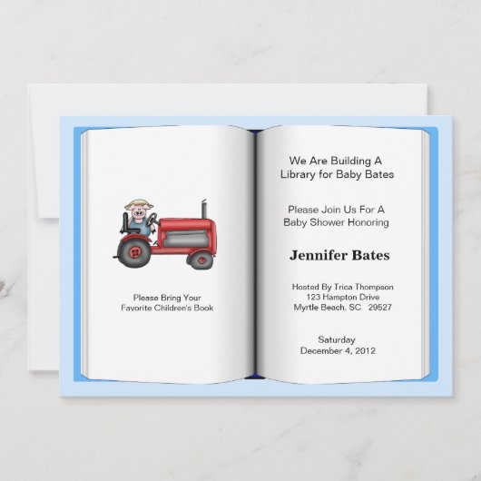 Buchthema Kinderdusche Einladung (Junge) (Vorderseite)