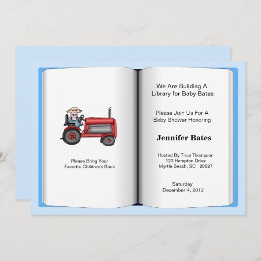 Buchthema Kinderdusche Einladung (Junge) (Vorne/Hinten)