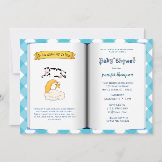 Buchthema Kinderdusche Einladung (Junge) (Vorderseite)