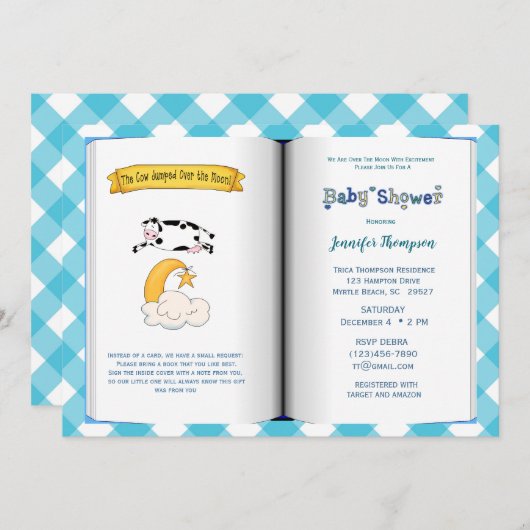 Buchthema Kinderdusche Einladung (Junge) (Vorne/Hinten)