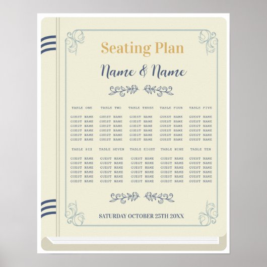 Buchtisch Hochzeitsbibliothek 10 Tische Poster (Vorne)