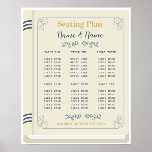 Buchtisch-Sitzplatine für Hochzeitsautoren Poster (Vorne)