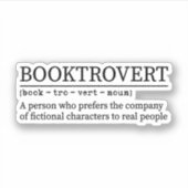 Buchtrovert Definition, Buchübersicht, Buchwurm Aufkleber (Vorderseite)