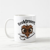 Buchtroverte Eule mit Buch und Kaffee Kaffeetasse (Links)