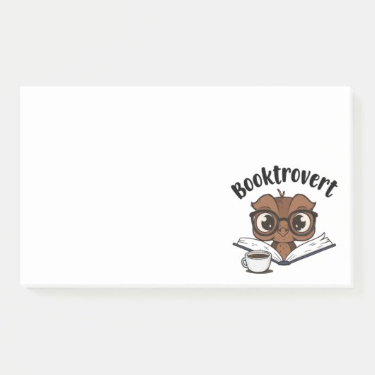 Buchtroverte Eule mit Buch und Kaffee Post-it Klebezettel (Vorderseite)