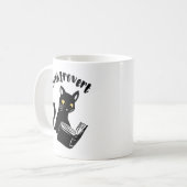 Buchtrovertekatze mit Buch Kaffeetasse (Vorderseite Links)