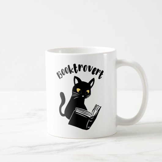 Buchtrovertekatze mit Buch Kaffeetasse (Rechts)