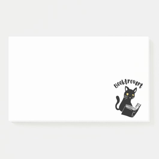 Buchtrovertekatze mit Buch Post-it Klebezettel (Vorderseite)