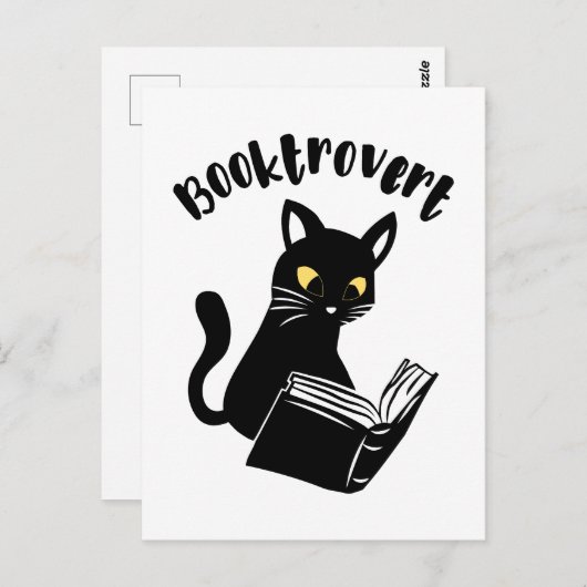 Buchtrovertekatze mit Buch Postkarte (Vorne/Hinten)