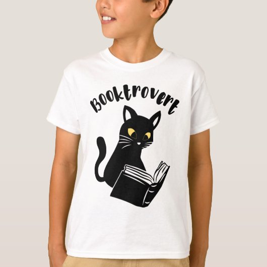 Buchtrovertekatze mit Buch T-Shirt (Vorderseite)