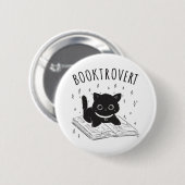 Buchtrovertekatze mit Buch und Sternen Button (Vorne & Hinten)