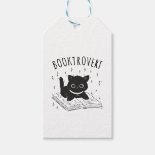 Buchtrovertekatze mit Buch und Sternen Geschenkanhänger