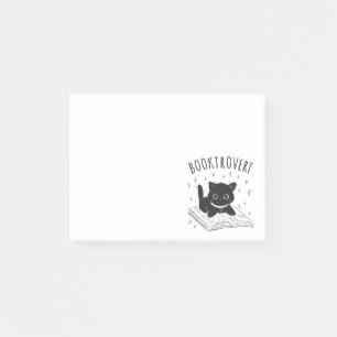 Buchtrovertekatze mit Buch und Sternen Post-it Klebezettel