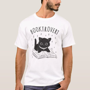 Buchtrovertekatze mit Buch und Sternen T-Shirt
