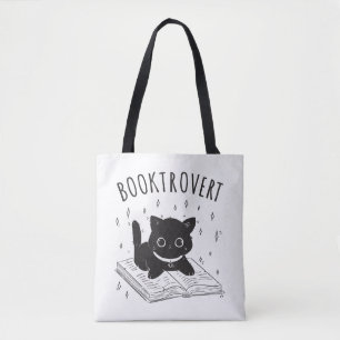 Buchtrovertekatze mit Buch und Sternen Tasche