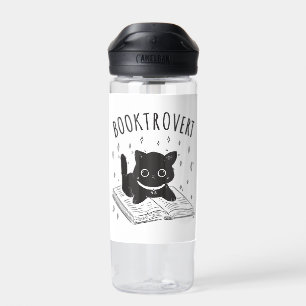 Buchtrovertekatze mit Buch und Sternen Trinkflasche