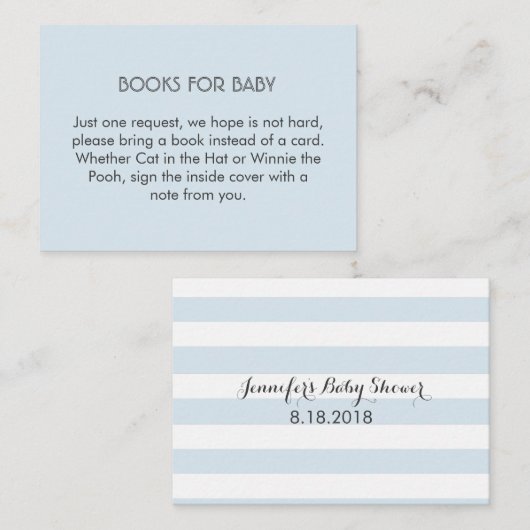 Buchungsanfrage für blaue und weiße Streifen Begleitkarte (Vorne/Hinten)