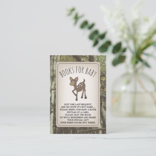 Buchungsanfrage für Deer Camouflage Baby Dusche Begleitkarte (Stehend Vorderseite)