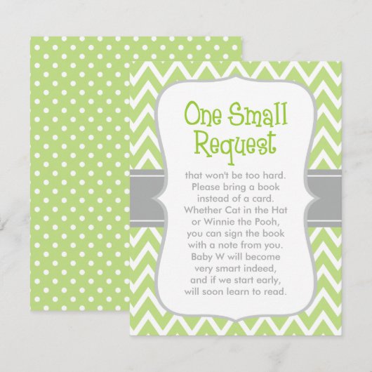 Buchungsanfrage für moderne grüne und graue Babydu Einladung (Vorne/Hinten)