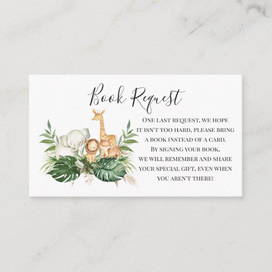 Buchungsanfrage für Tiere im Grünen und Safari Begleitkarte (Vorderseite)