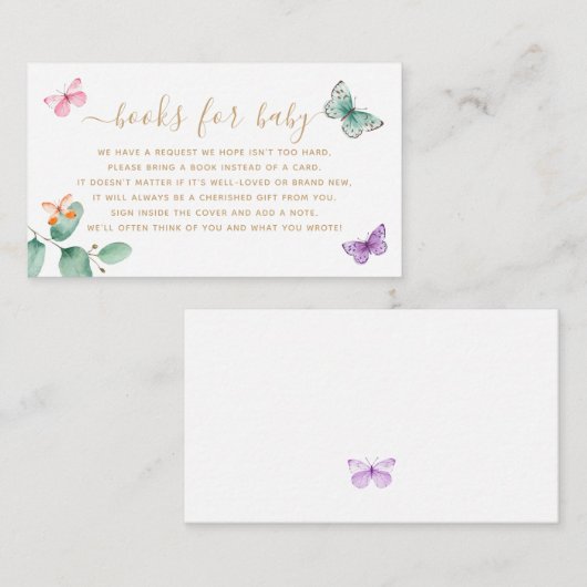 Buchungsanfrage Kinderdusche Butterfly Eukalyptus Begleitkarte (Vorne/Hinten)