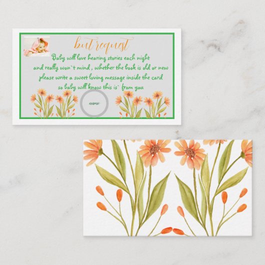 Buchungsanfrage Wild-Blume BabyduscheBuchungskarte Begleitkarte (Vorne/Hinten)