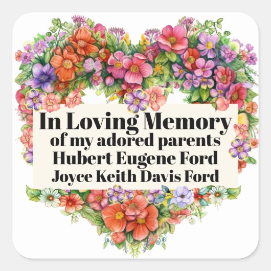 Buchungsplatte in Memoriam-Aufkleber Quadratischer Aufkleber (Vorderseite)