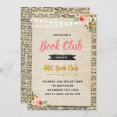Buchverein-Party Einladung (Vorne/Hinten)
