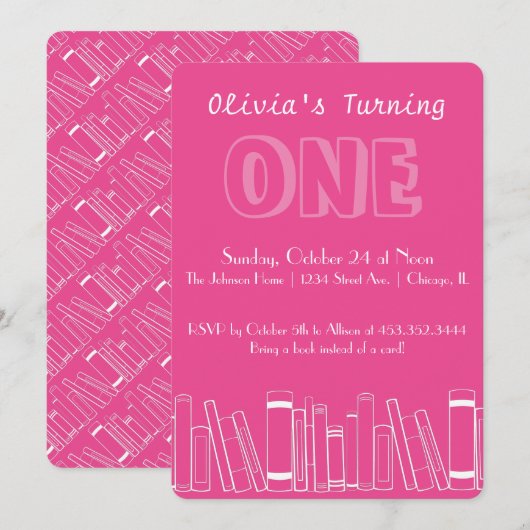 Buchvortrag Erster Geburtstag Einladung (Vorne/Hinten)