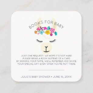 Buchwunsch   Florale Llama-Baby-Shower-Einlage Begleitkarte