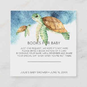 Buchwunsch Sea Turtle Baby Shower Einlage Begleitkarte