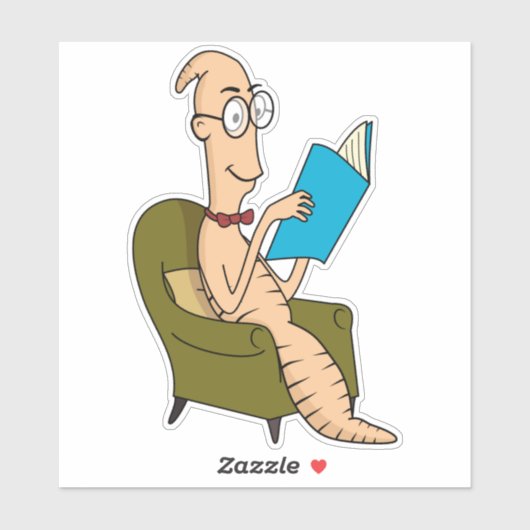 Buchwurm Aufkleber (Blatt)