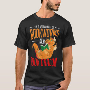Buchwurm Buch Dragon Librarian Fantasy Animal Read T-Shirt