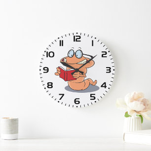 Buchwurm Große Wanduhr