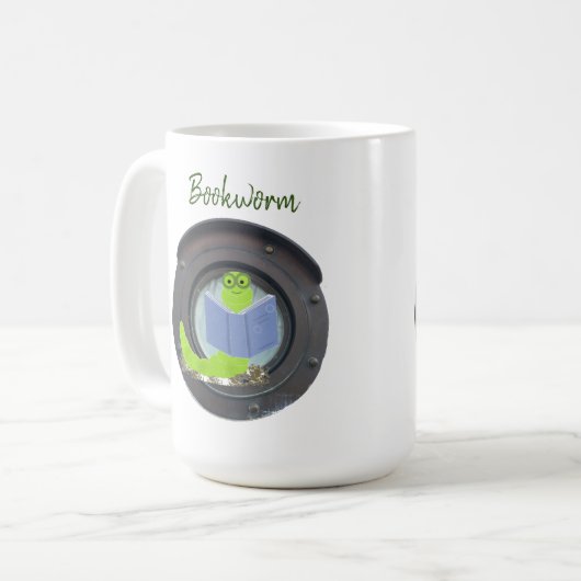 Buchwurm in einem Porthole Kaffeetasse (Vorderseite Links)