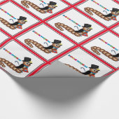 Buchwurm in Top Hat, Cane und Book Geschenkpapier (Ecke)