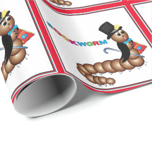 Buchwurm in Top Hat, Cane und Book Geschenkpapier