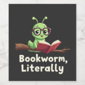 Buchwurm Literaturliebhaber Weinetikett (Einzelnes Label)